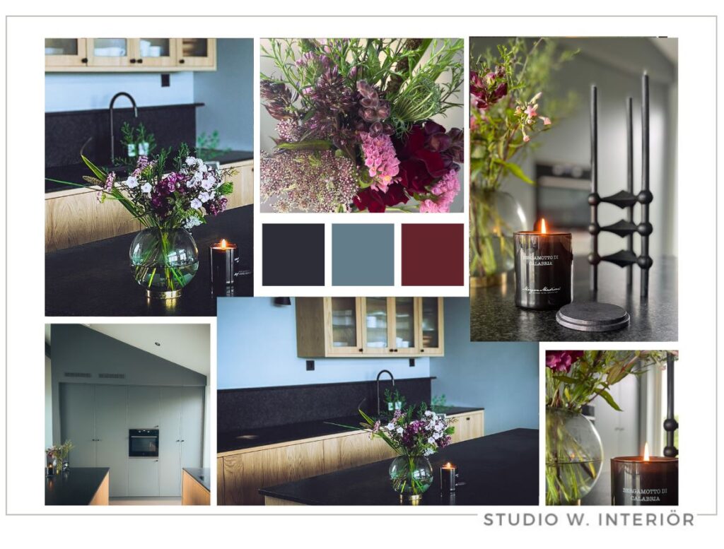 Blommor & färgsättning i harmoni En stilren mix av blommor, färgprover och miljöbilder som lyfter fram hemmets personlighet och säsongens färger.